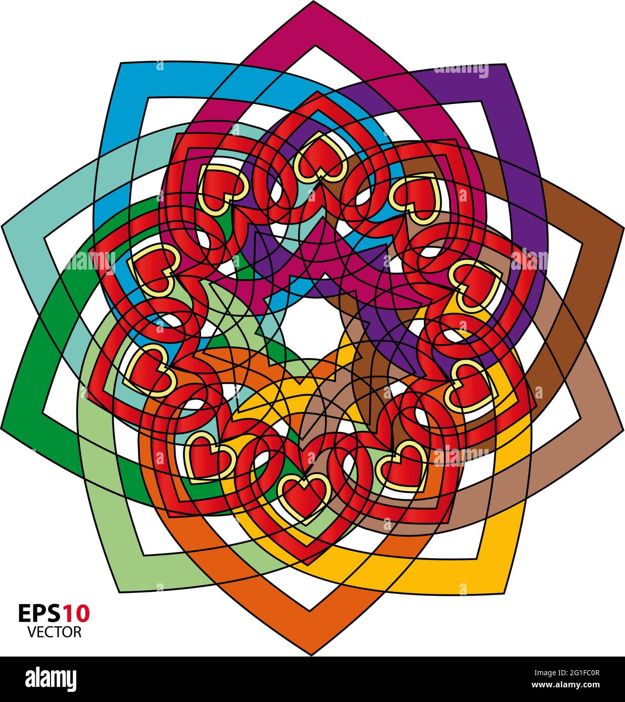 Astratto bellissimo vettore colorato disegno circolare mandala Illustrazione Vettoriale