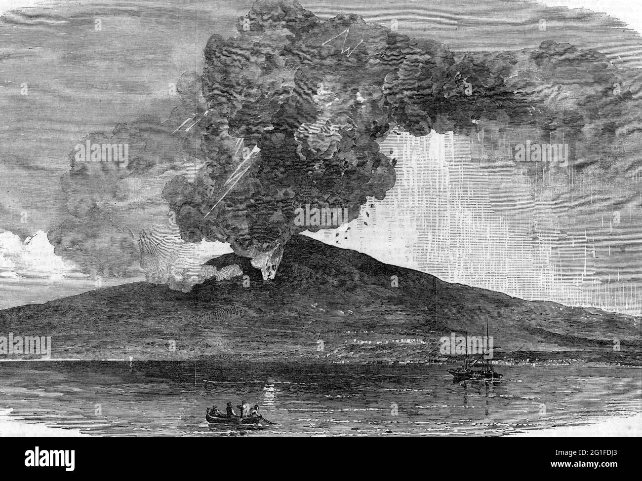 Disastri, eruzioni vulcaniche, eruzione dell'Etna, Sicilia, 1852, DIRITTI-AGGIUNTIVI-CLEARANCE-INFO-NON-DISPONIBILE Foto Stock