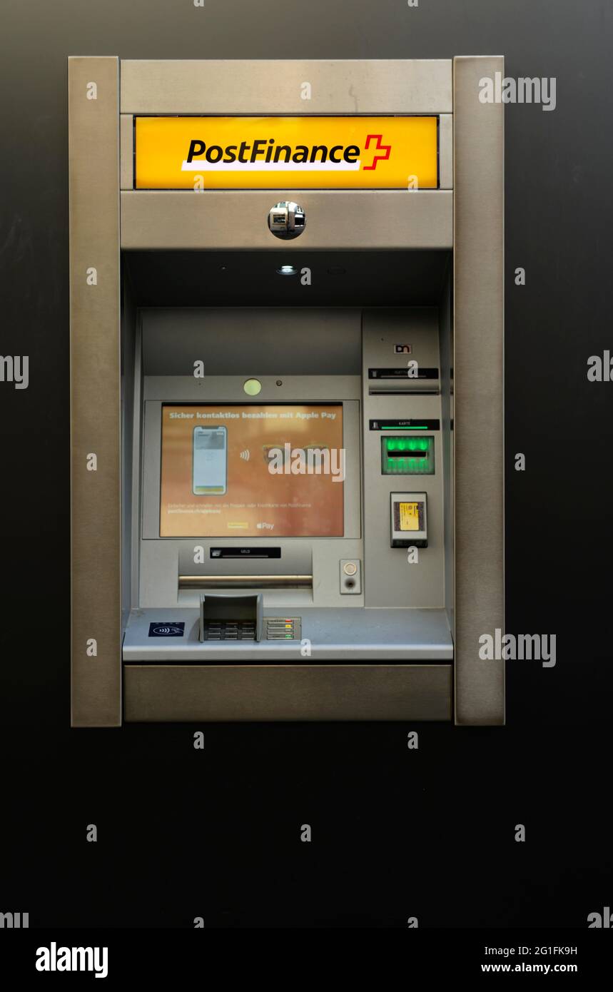 Postbank ATM, Soletta, Svizzera Foto Stock