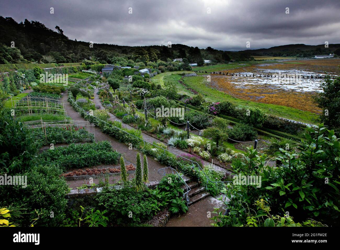 Giardini di Inverewe, Giardino murato, Osgood Mackenzie, Poolewe, Loch Ewe, Highlands, Highland, Scozia, Regno Unito Foto Stock