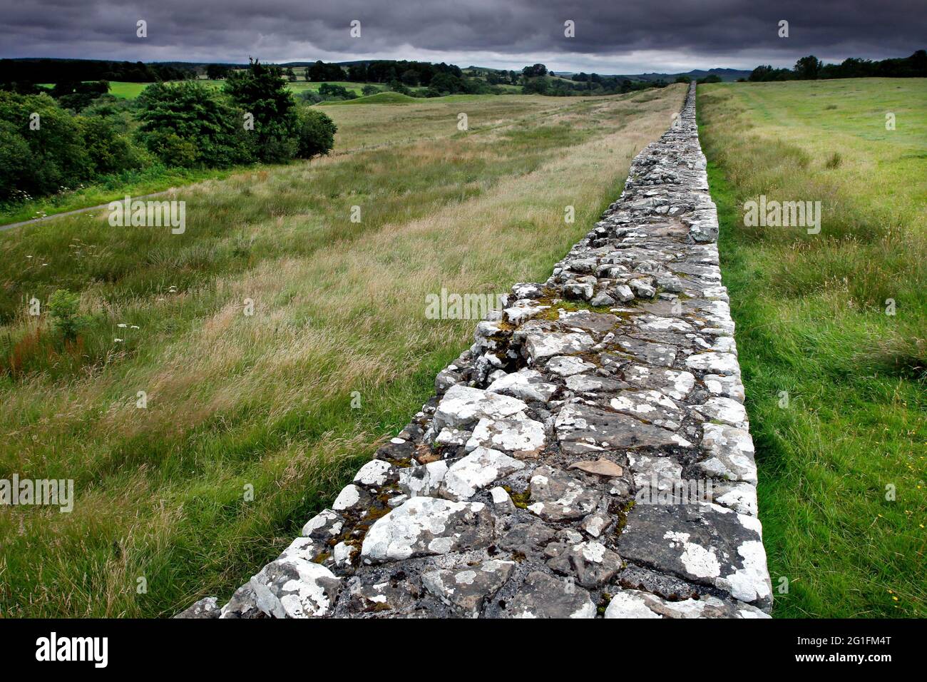 Il Muro di Adriano, il Muro di Adriano, il sistema di fortificazione di frontiera romana, le lime Britanniche, la terracotta, la parete di pietra, Birdoswald, Gilsland, Brampton, Città di Foto Stock