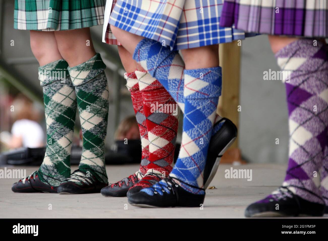 Highlandgames, giochi per highland, danza highland, danza highland, tartan, Plaid, calzini, Scozia, Gran Bretagna, Antigonish, Novo Scotia, nuovo Foto Stock
