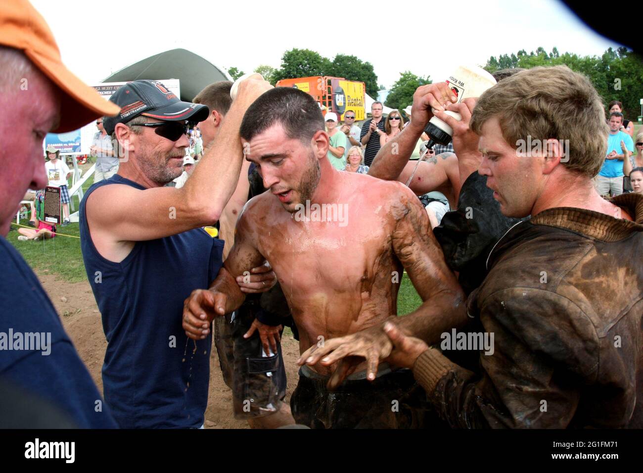Highlandgames, highland games, Tug-o-war, Tug of war, tiro con la corda, Partecipante esausto, Scozia, Gran Bretagna, Antigonish, Novo Scotia, Nova Foto Stock