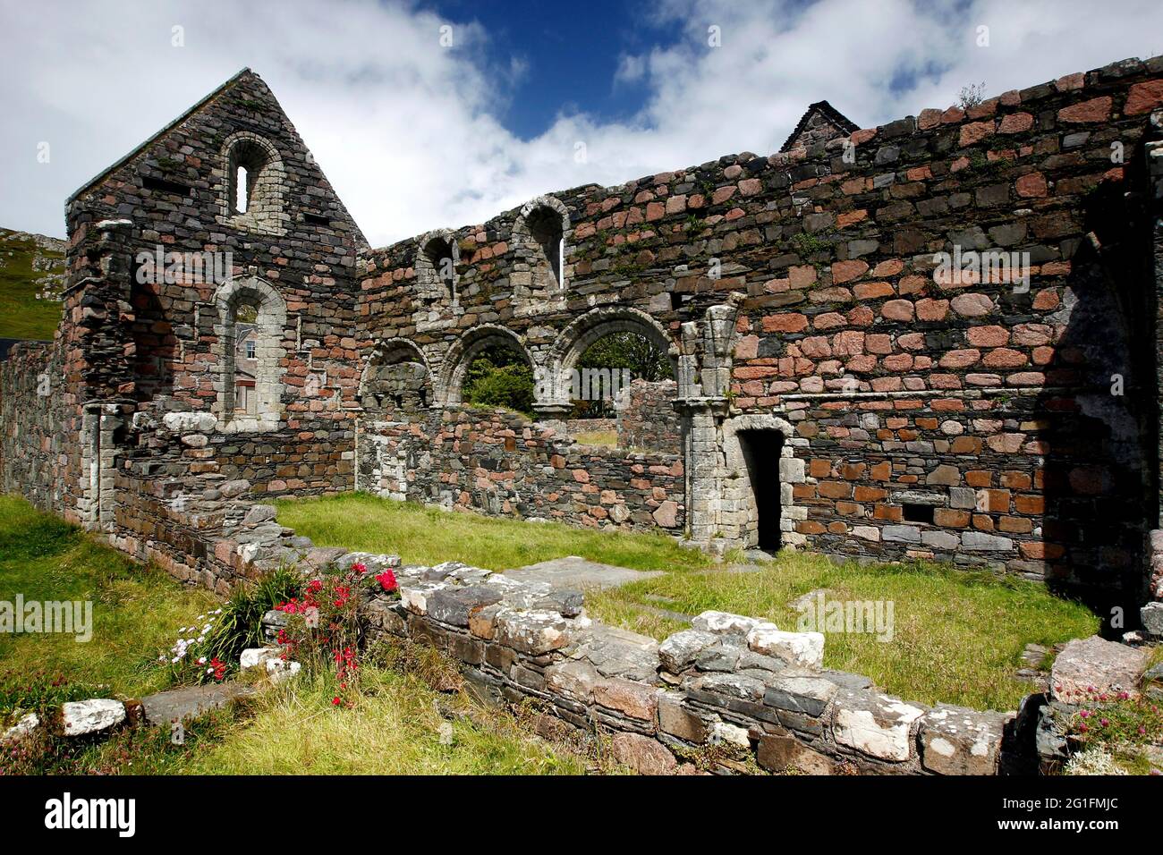 Monastero, rovine, Nunnery, Baile Mor, villaggio principale di Iona, Baile Mor, Iona, Ebridi interne, Ebridi, Highlands, Highland, Scozia, Regno Unito Foto Stock