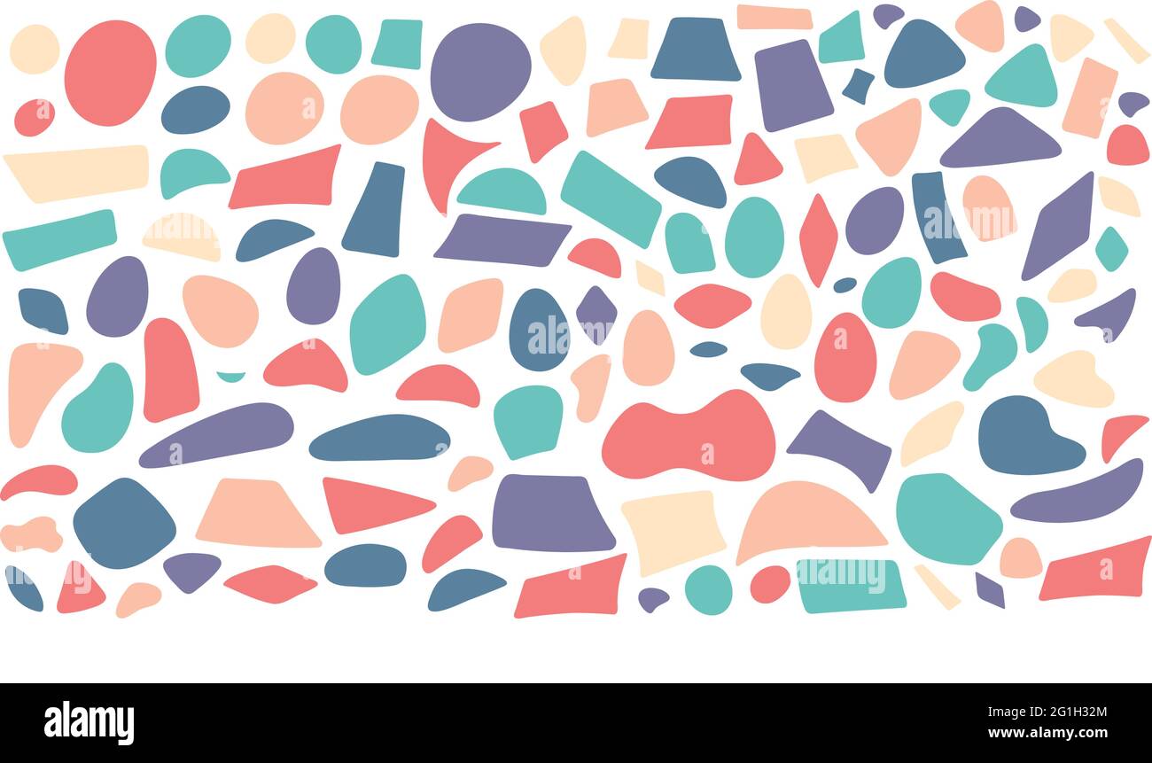 Forme astratte che si uniscono casuale forma doodle astratto sfondo modello goccia di liquido fluido Pebble pietra silhouette inchiostro macchia forma irregolare Illustrazione Vettoriale