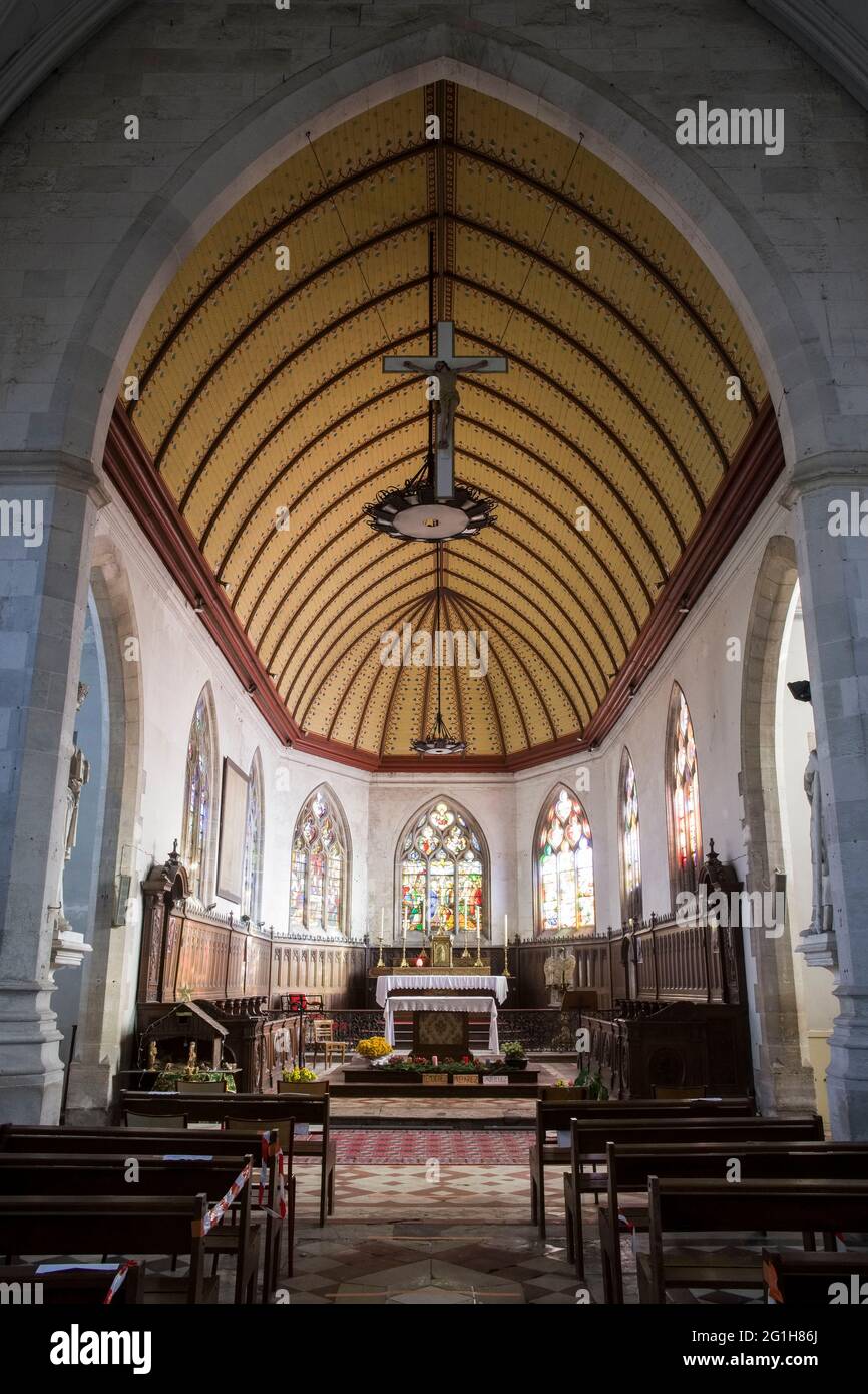 Canteleu (Francia settentrionale): Chiesa di San Martino, dove il funerale di Gustave Flaubert ha avuto luogo il 11 maggio 1880. Il coro Foto Stock