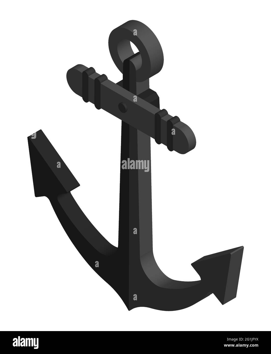 ancorante in metallo isometrico per navi. Ancoraggio sicuro delle navi nel porto. vettore 3d Illustrazione Vettoriale