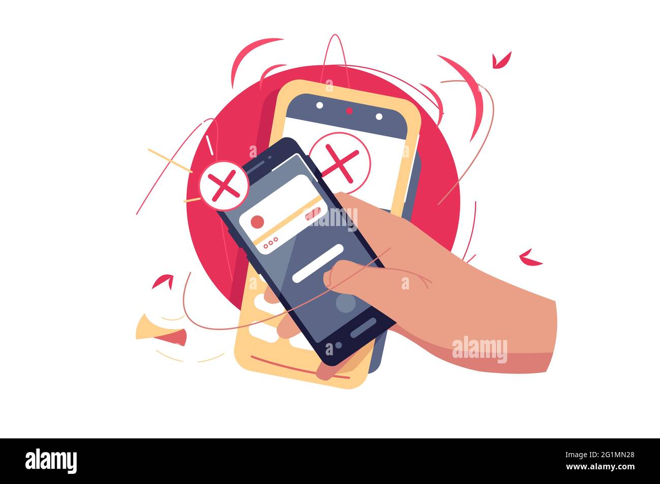 Pagamento senza contatto rifiutato tramite smartphone Illustrazione Vettoriale