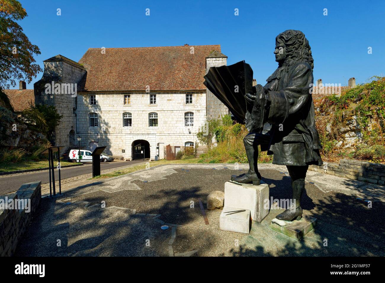 Francia, Doubs, Besancon, cittadella di Vauban, patrimonio mondiale dell'UNESCO, La statua di Vauban di Pierre Duc Foto Stock