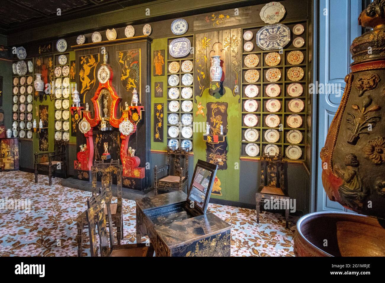 Francia, Parigi, quartiere Marais, Place des Vosges, la Casa di Victor Hugo, salone cinese di Juliette Drouet a Guernsey Foto Stock