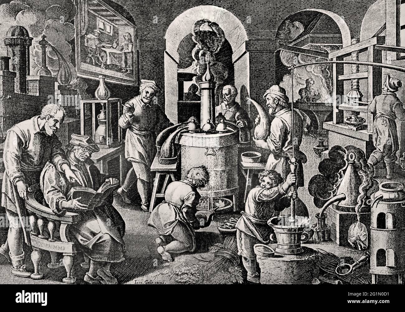 Laboratorio di distillazione del 16 ° secolo Foto Stock