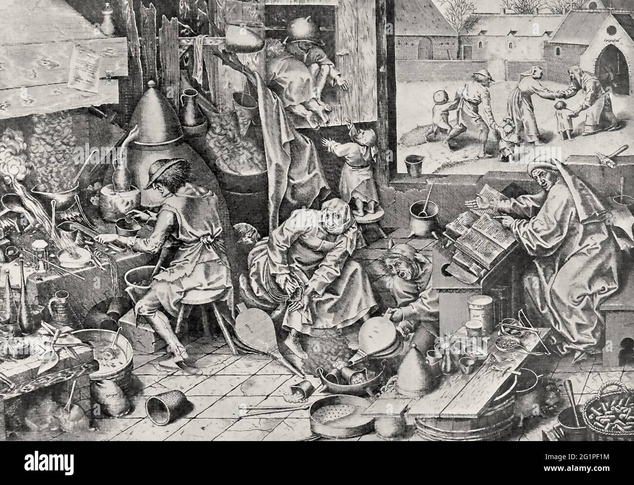 Cucina alchimista, 16 ° secolo Foto Stock