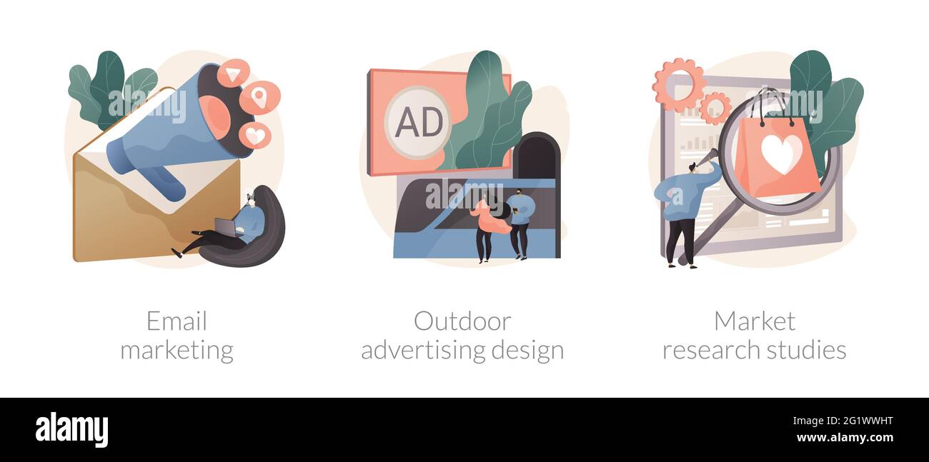 Illustrazioni vettoriali astratte di concetto della campagna di marketing del prodotto. Illustrazione Vettoriale