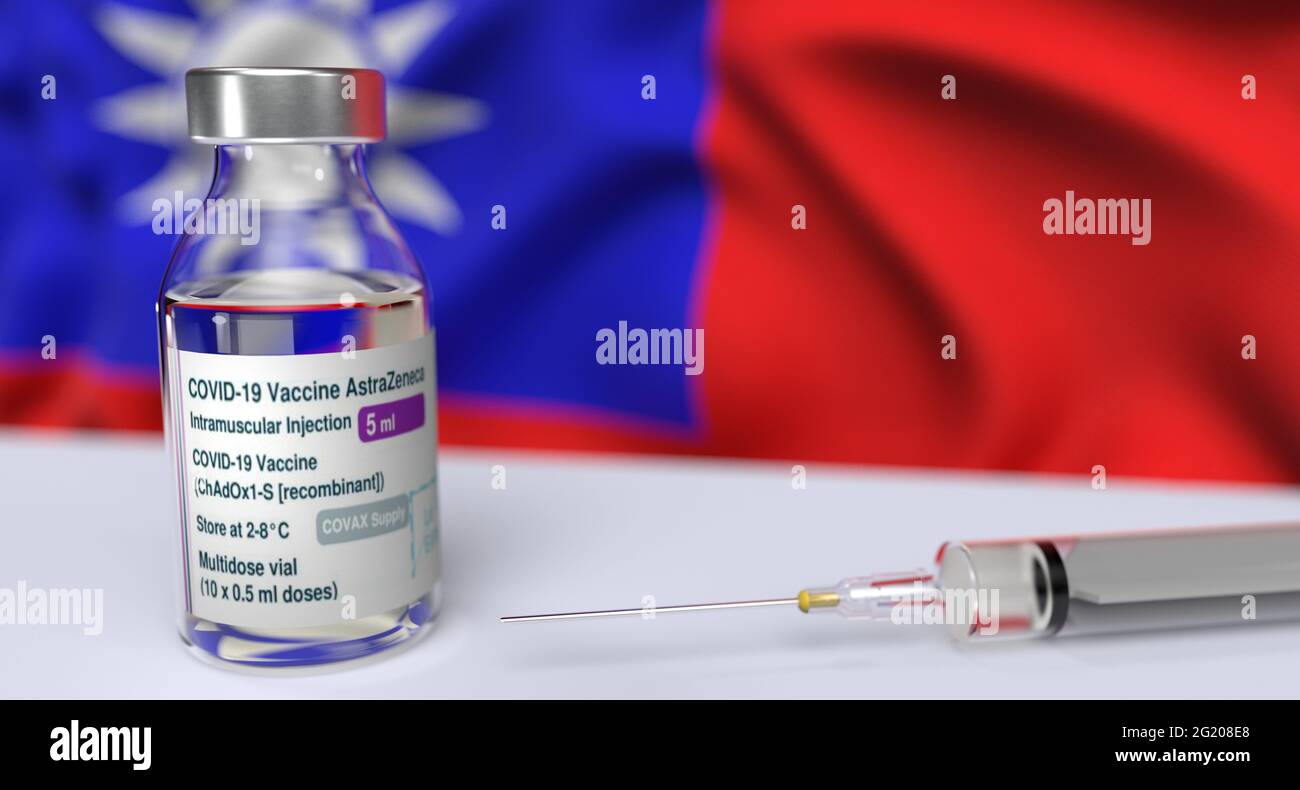 Vaccino di Taiwan per la bandiera di Covid-19 Foto Stock