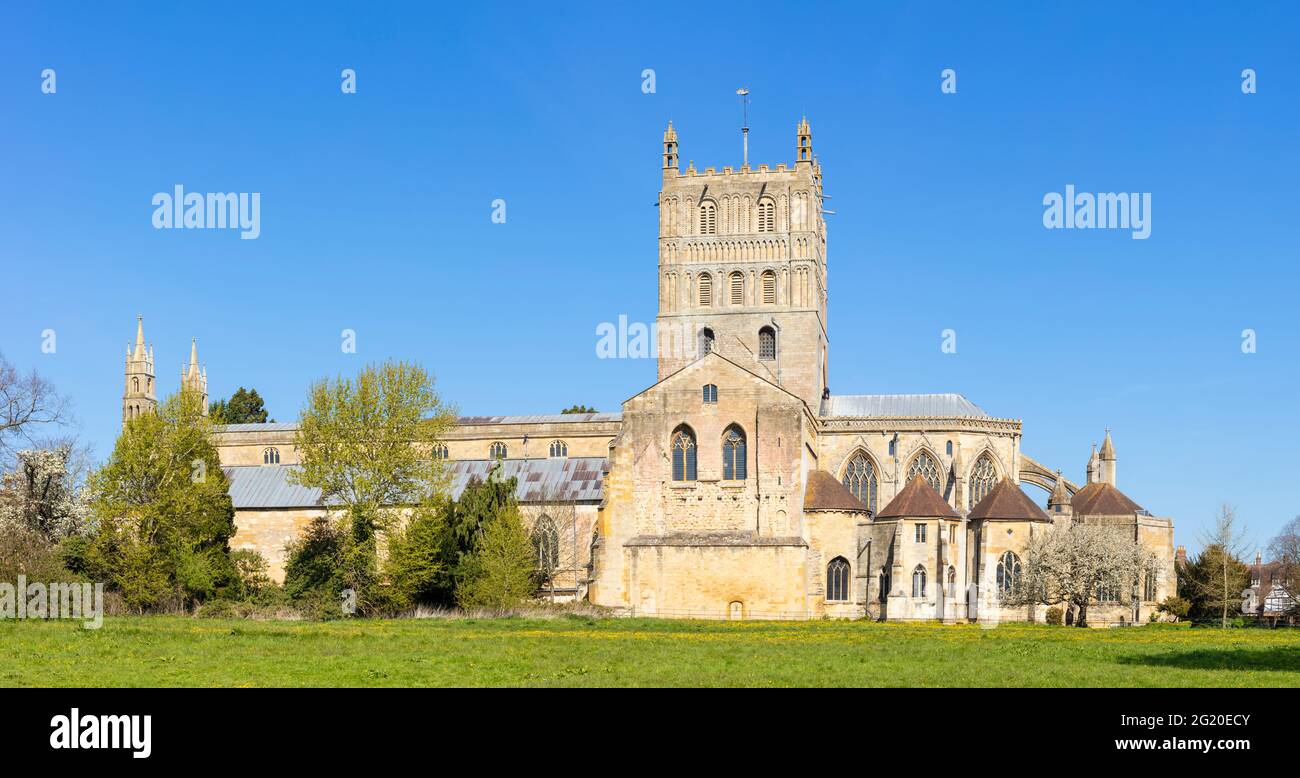 Tewkesbury Abbey Tewkesbury Parish Church o Abbey Church of St Mary the Virgin Tewkesbury, Gloucestershire, Inghilterra, GB, Regno Unito, Europa Foto Stock