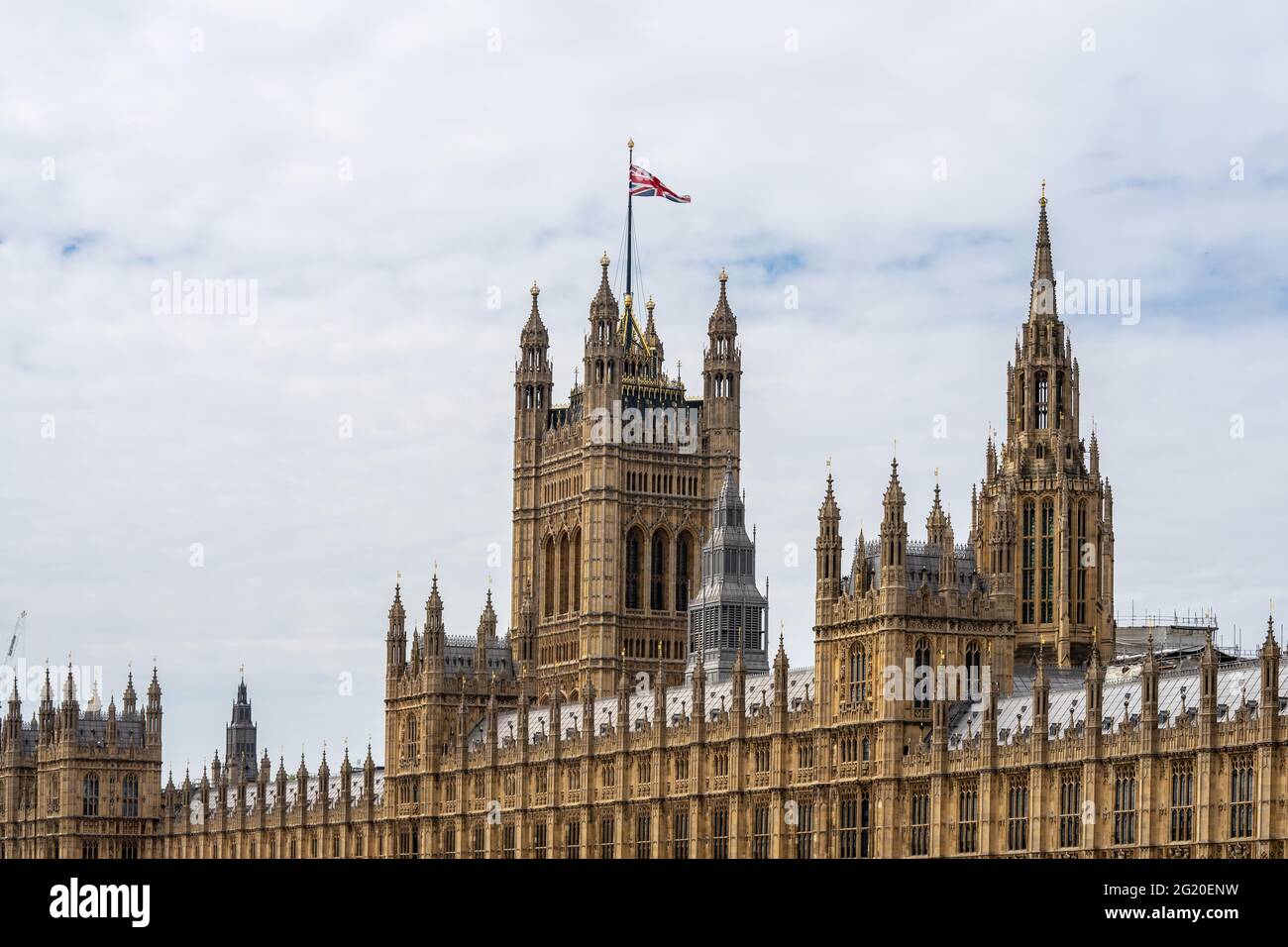 Il Palazzo di Westminster è il luogo d'incontro della Camera dei Comuni e della Camera dei Lord, le due case del Parlamento degli Uniti Foto Stock