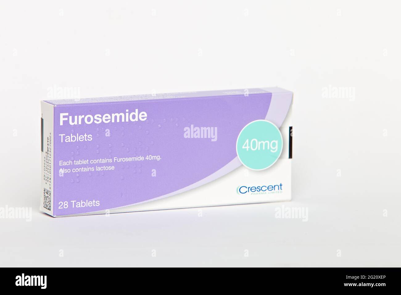 Furosemide compresse 40mg, Furosemide è un tipo di farmaco chiamato diuretico. È usato per trattare la pressione alta, l'insufficienza cardiaca e l'edema (un build Foto Stock