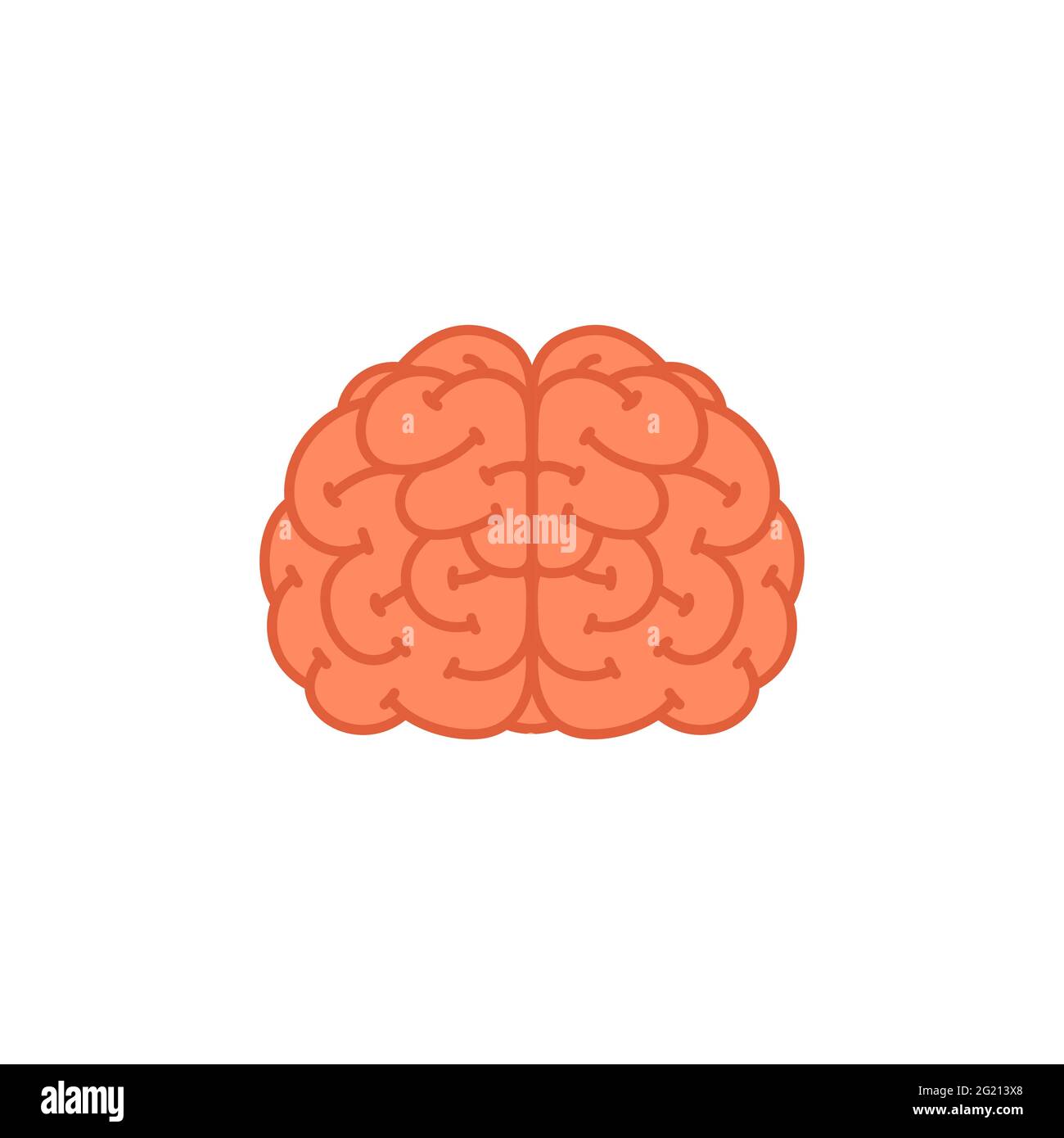 Cervello. Icona del cervello umano su sfondo bianco. Illustrazione vettoriale in stile cartoon piatto su sfondo bianco Illustrazione Vettoriale