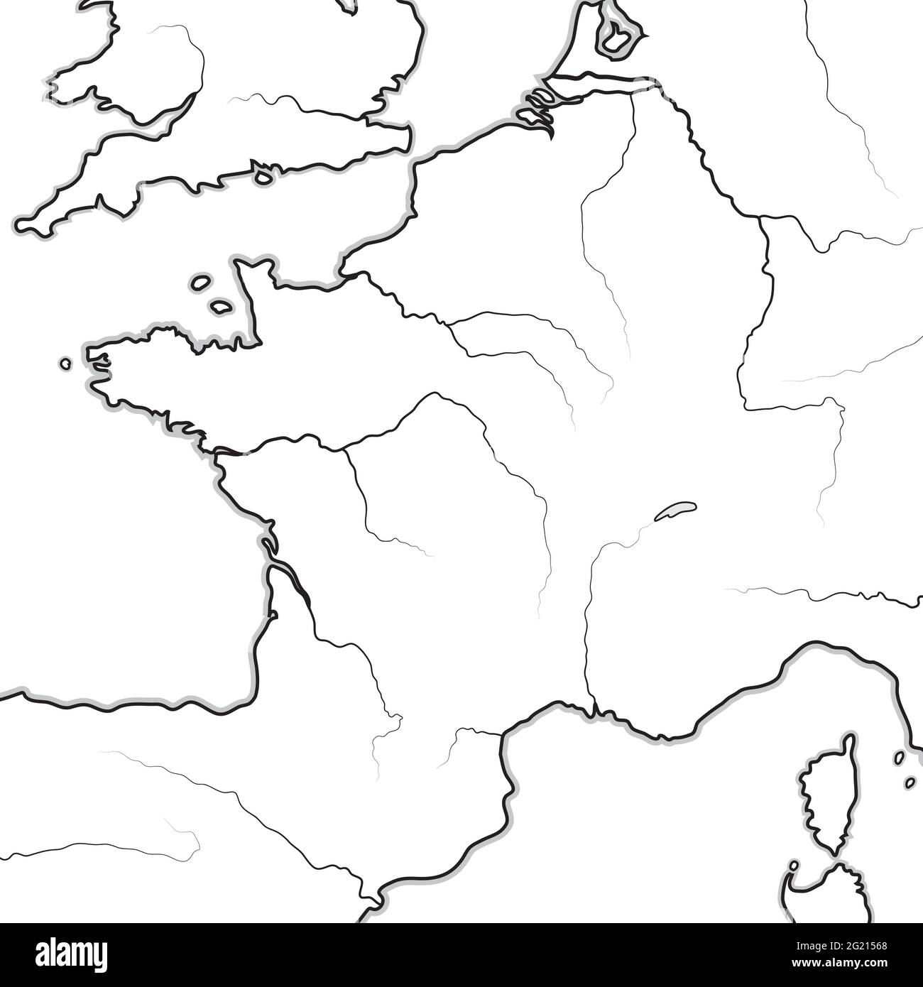 Mappa delle terre FRANCESI: Francia, Provenza, Normandia, Occitanie, Aquitania, Lorena. Grafico geografico. Illustrazione Vettoriale