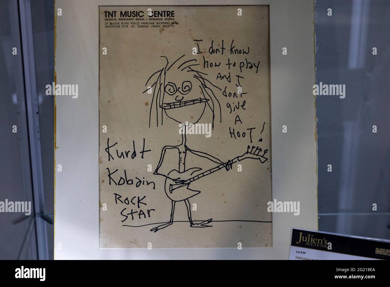 Los Angeles, Stati Uniti. 07 giugno 2021. Musica icone cimeli asta a Julien's Auctions. 6/7/2021 Beverly Hills, CA USA opere d'arte di Kurt Cobain. (Foto di Ted Soqui/SIPA USA) Credit: Sipa USA/Alamy Live News Foto Stock