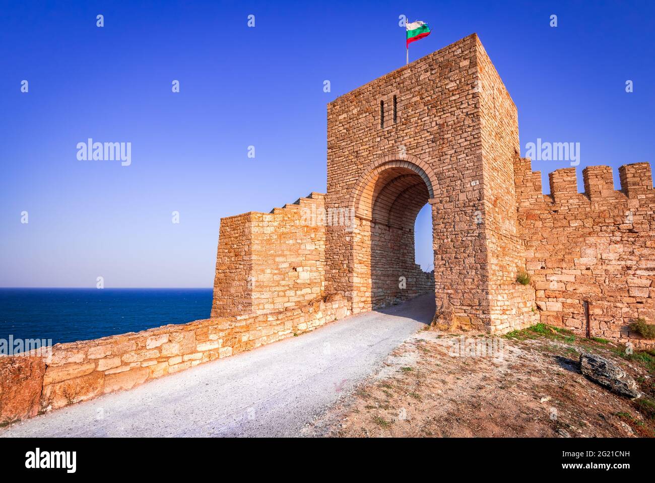 Fortezza di Kaliakra, Bulgaria. Rovine medievali su Capo Kaliakra, Mar Nero, Bulgaria Foto Stock