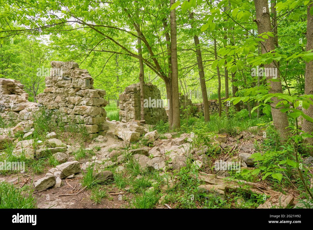 Il Corran era una volta un bellissimo palazzo in pietra di diciassette camere situato vicino a Wiarton Ontario Canada. Foto Stock