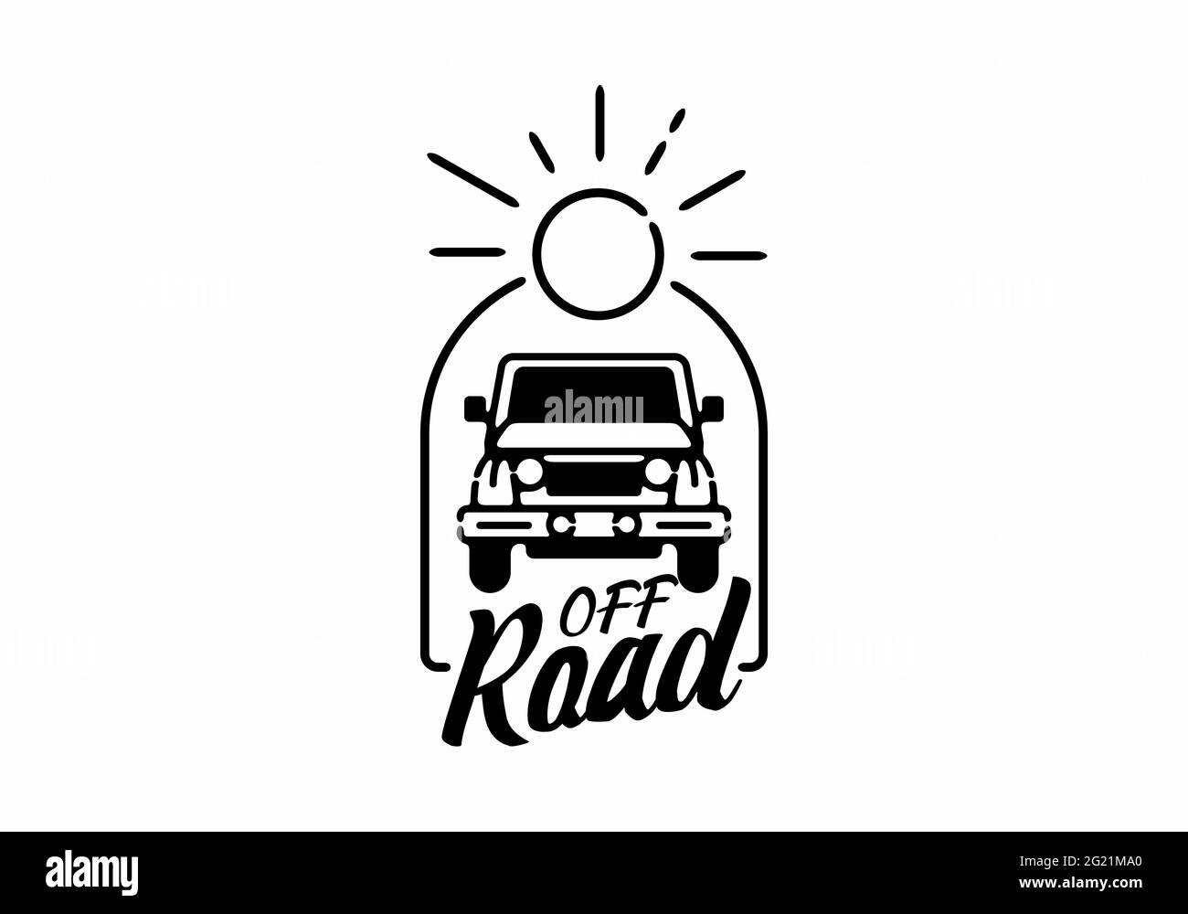Design del badge "off-Road line art" Illustrazione Vettoriale