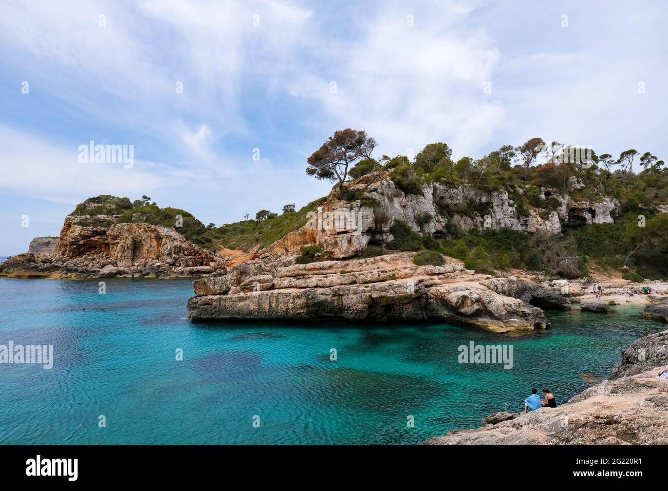 Palma, Spagna. 31 maggio 2021. La baia isolata Cala s'Almonia nel sud-est dell'isola. Credit: Jens Kalaene/dpa-Zentralbild/ZB/dpa/Alamy Live News Foto Stock