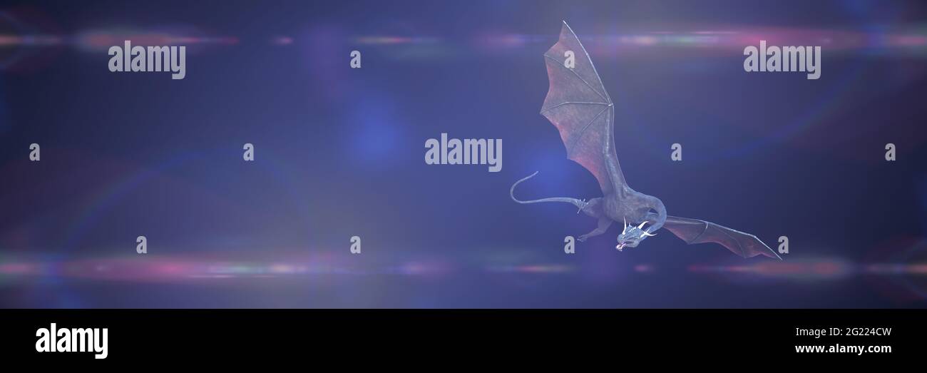 drago volante (banner di rendering 3d) Foto Stock