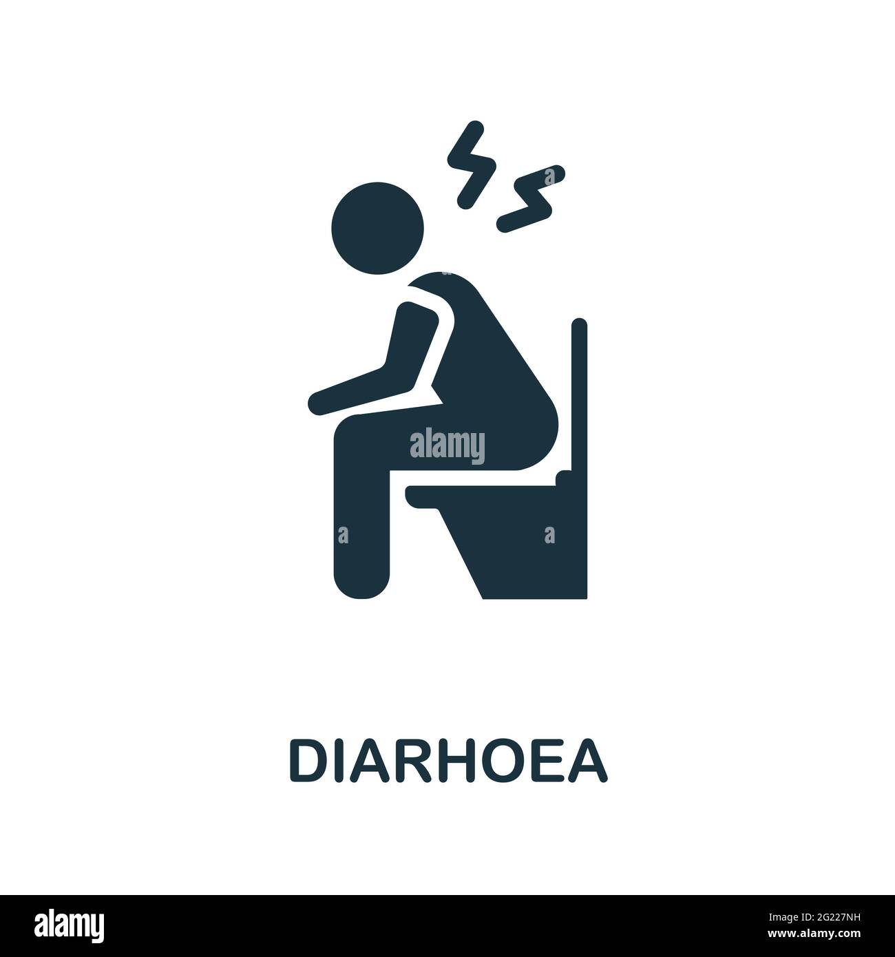 Icona diarrea. Elemento semplice monocromatico dalla raccolta dei sintomi del coronavirus. Icona di diarrea creativa per il web design, modelli, infografiche e altro ancora Illustrazione Vettoriale