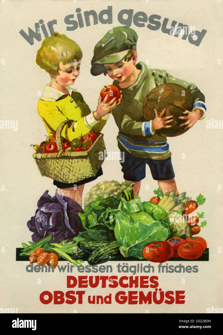 Pubblicità, cibo, frutta e verdura tedesche, cartolina pubblicitaria, DIRITTI-AGGIUNTIVI-DI-AUTORIZZAZIONE-INFORMAZIONI-NON-DISPONIBILI Foto Stock