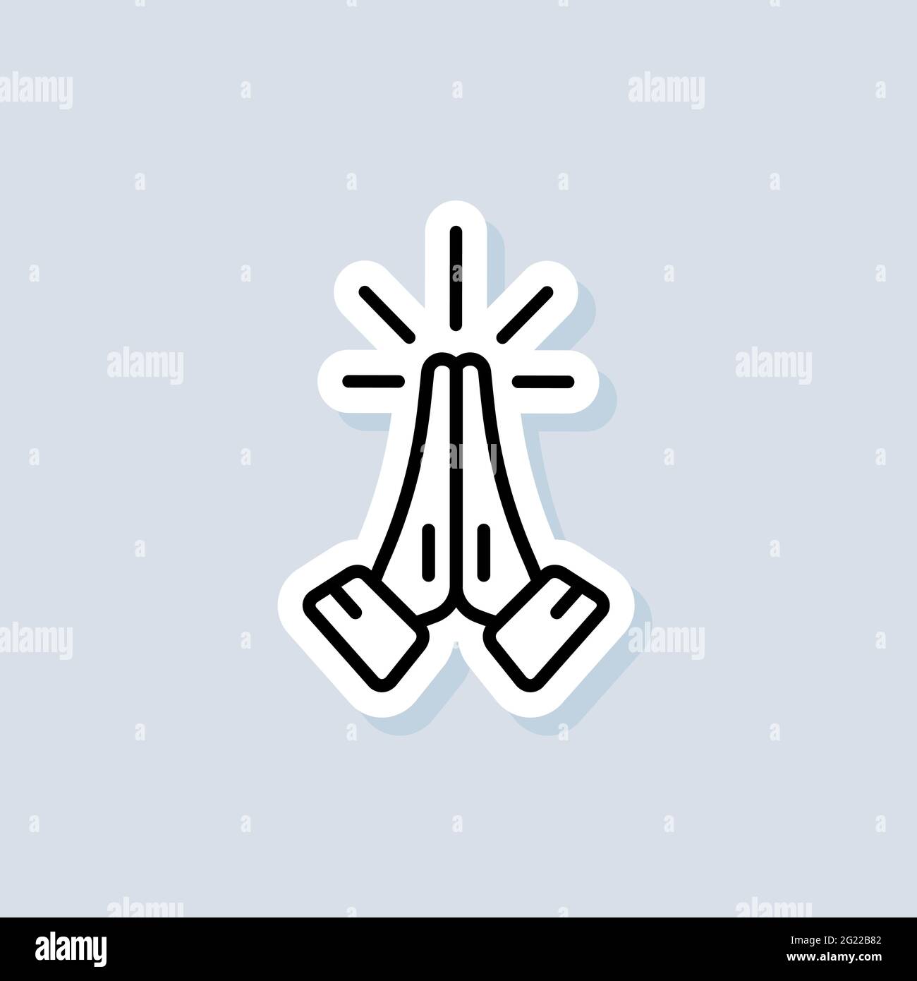 Adesivo di preghiera. Mani piegate nell'icona di preghiera. Prega logo. Richiesta, entreaty, per favore. Vettore su sfondo isolato. EPS 10. Illustrazione Vettoriale