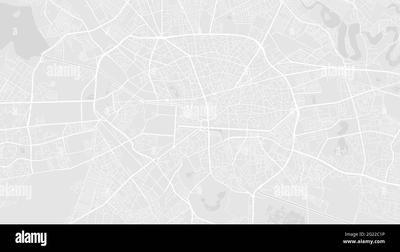 Bianco e grigio chiaro Bucharest Area vettoriale mappa di sfondo, strade e acqua cartografia illustrazione. Formato widescreen, design piatto digitale Illustrazione Vettoriale