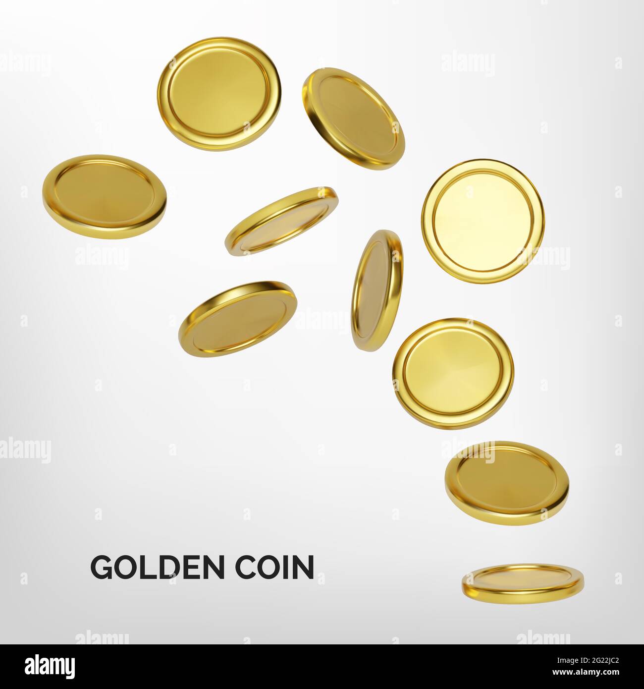 Esplosione di una moneta d'oro realistica su sfondo bianco. Jackpot o elemento di vittoria del poker del casinò. Concetto di tesoro in contanti. Denaro in caduta o in volo. Vettore Illustrazione Vettoriale