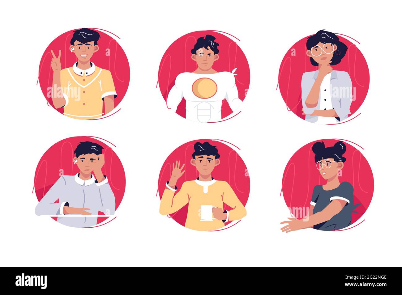 Cerchio avatar di persone diverse Illustrazione Vettoriale