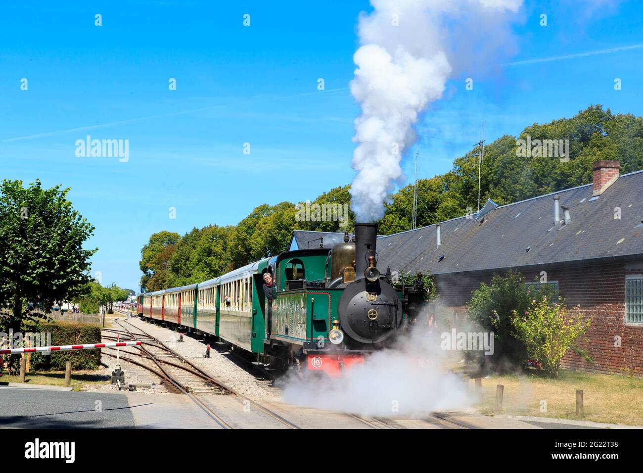 Saint Valery sur Somme (Francia settentrionale): Treno a vapore del Chemin de Fer de la Baie de Somme (ferrovia della baia di Somme) Foto Stock