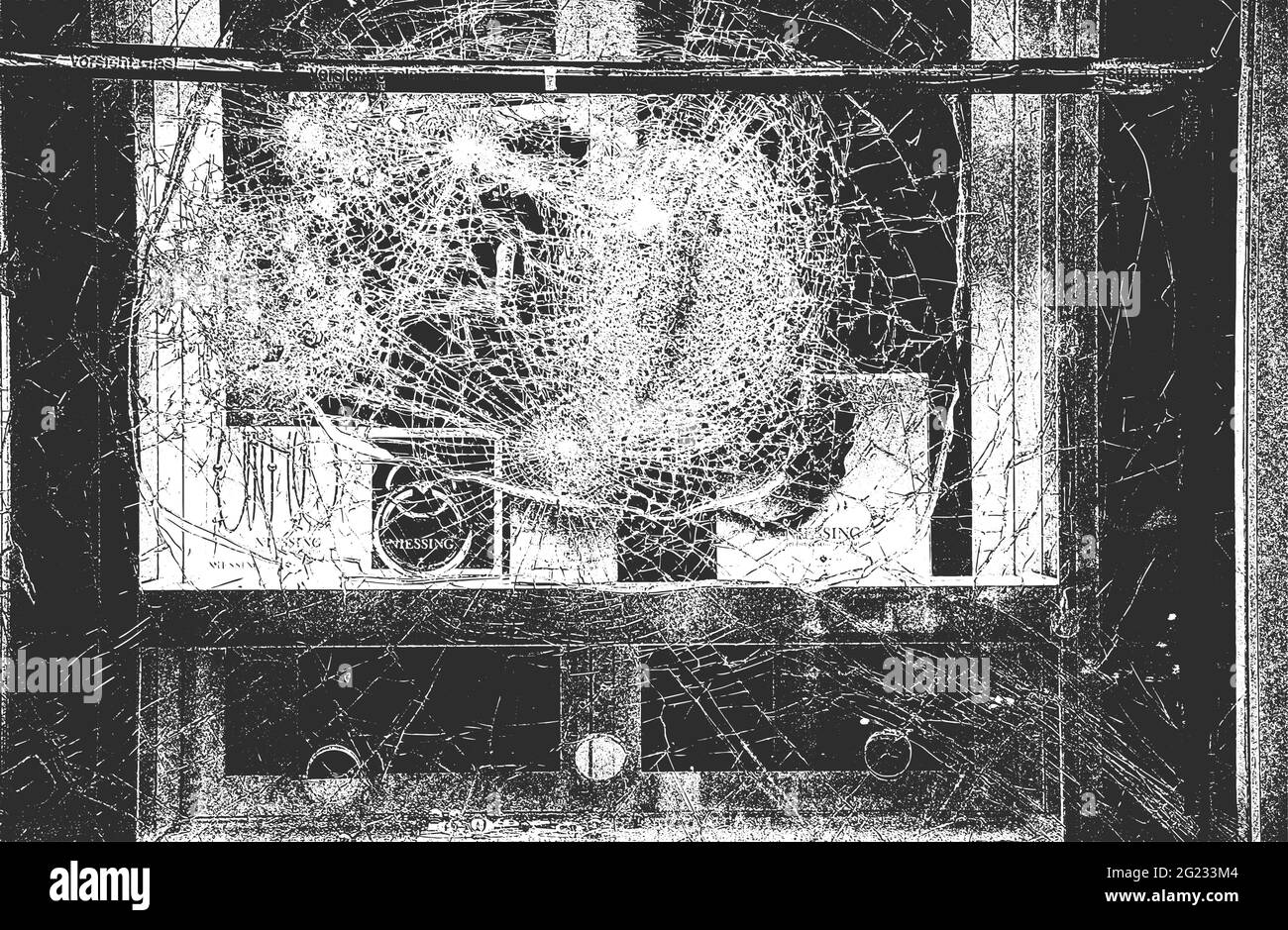 Trama stressata della sovrapposizione del vetro brocken cracked. Sfondo grunge. Illustrazione vettoriale astratta dei mezzitoni Illustrazione Vettoriale