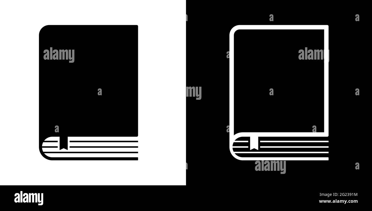 Libro con icona vettore segnalibro piccolo o simbolo riempito e versione contorno Illustrazione Vettoriale