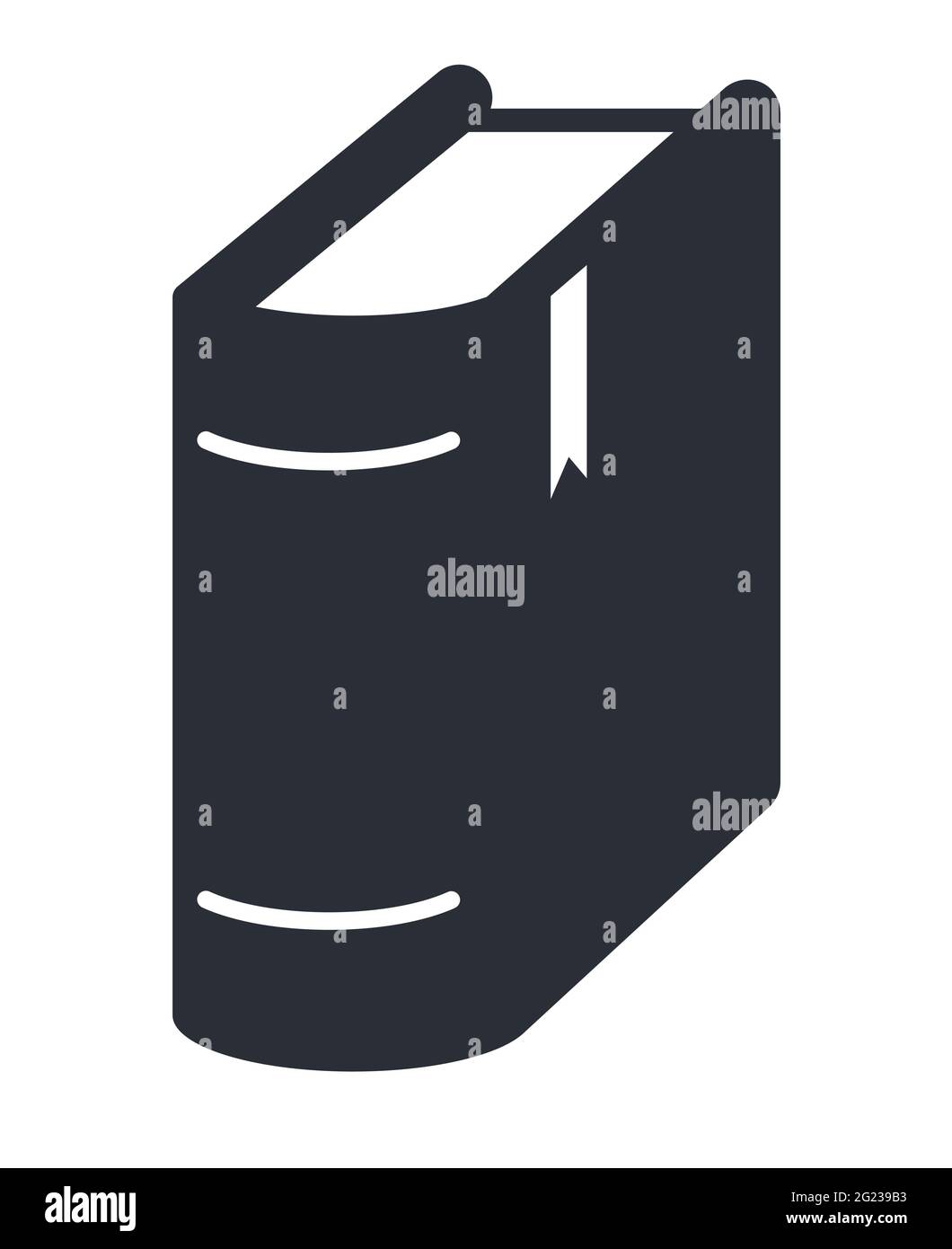 Libro in piedi con icona vettoriale grigia con il simbolo di un piccolo segnalibro Illustrazione Vettoriale