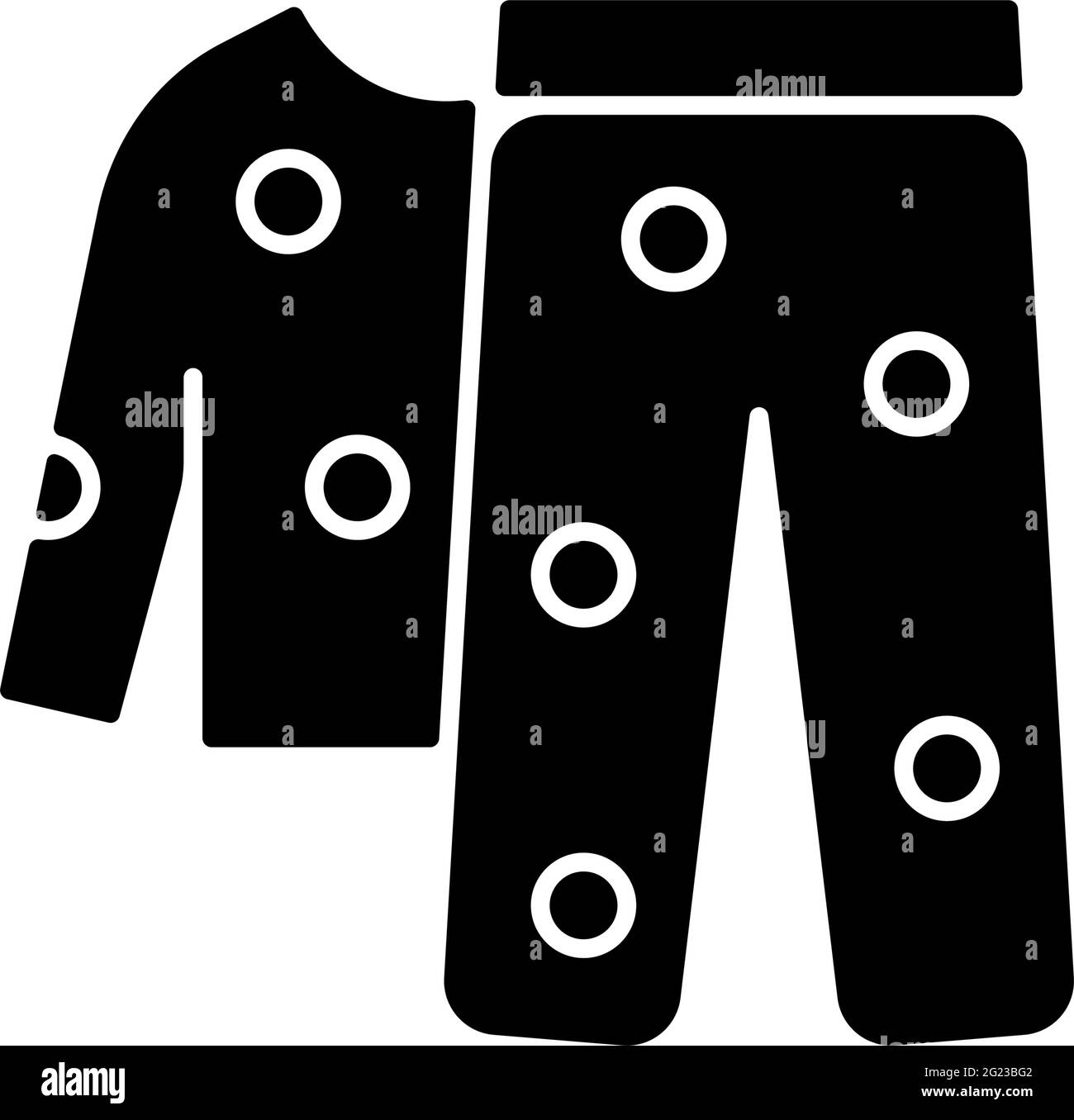 Pajama in pile icona glifo nero Illustrazione Vettoriale