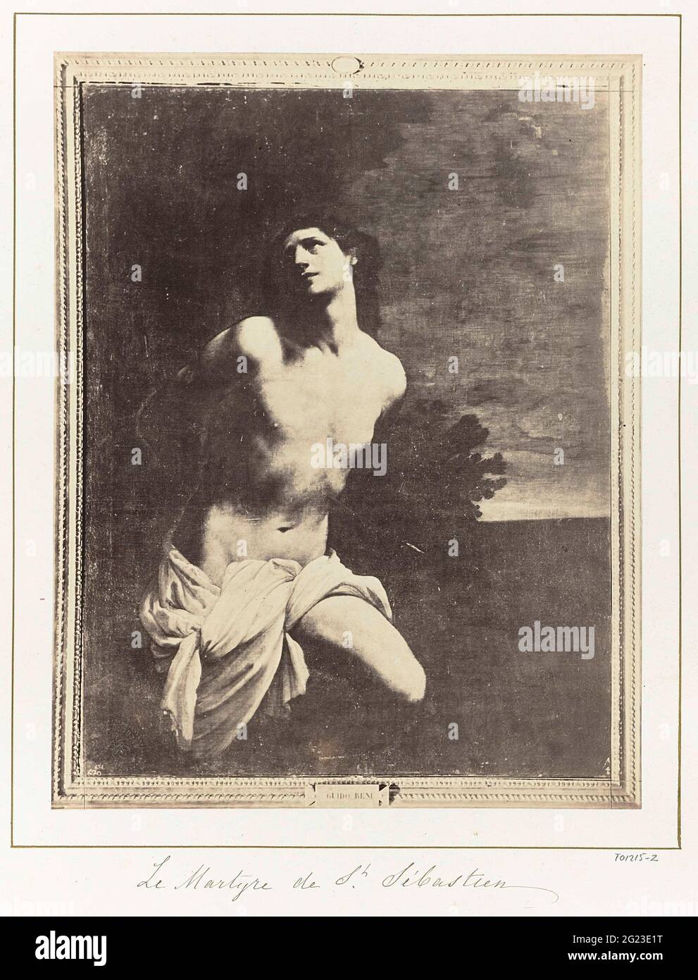 Produzione fotografica di un dipinto di Guido reni, che rappresenta il martirio di San Sebastiaan. Parte dell'album di viaggio con registrazioni di opere d'arte, persone e luoghi d'interesse in Spagna. Foto Stock