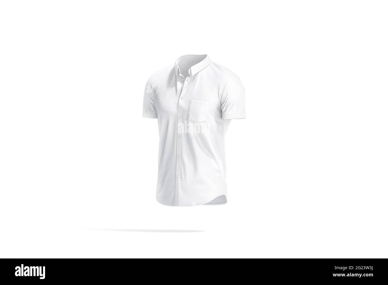 Blank bianco manica corta bottoni giù camicia mockup, vista laterale Foto Stock