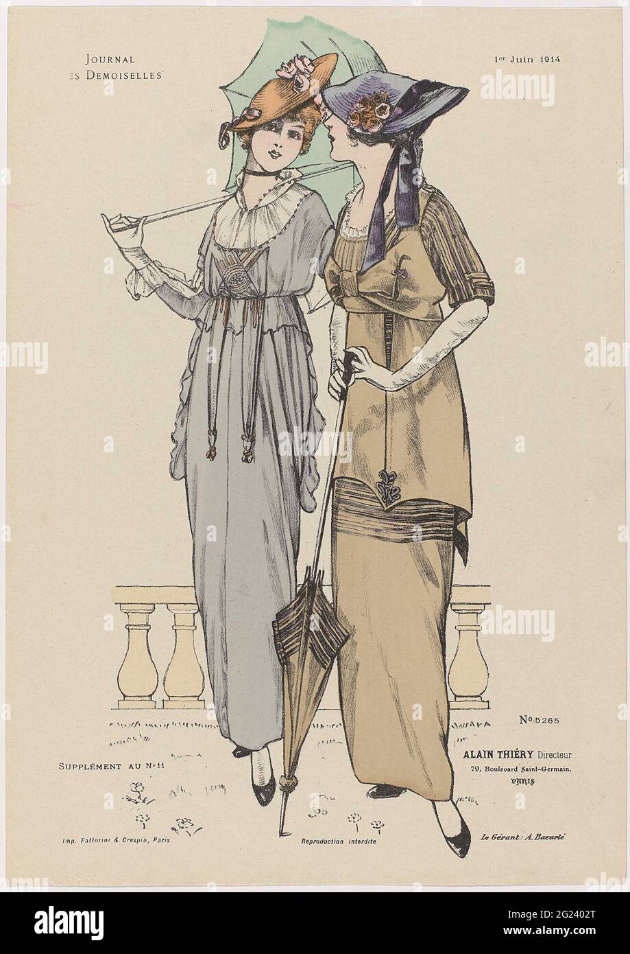 Journal des Demoiselles. Il Journal des Demoiselles è stato pubblicato dal  1833 come rivista di moda per le giovani donne. Nella stagione 1914-1915  presentava una gonna di lunghezza della caviglia così stretta