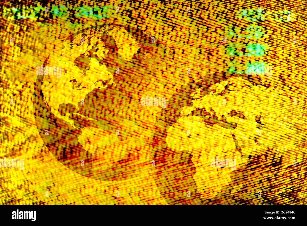 Due globi di su uno schermo TV statico Foto Stock