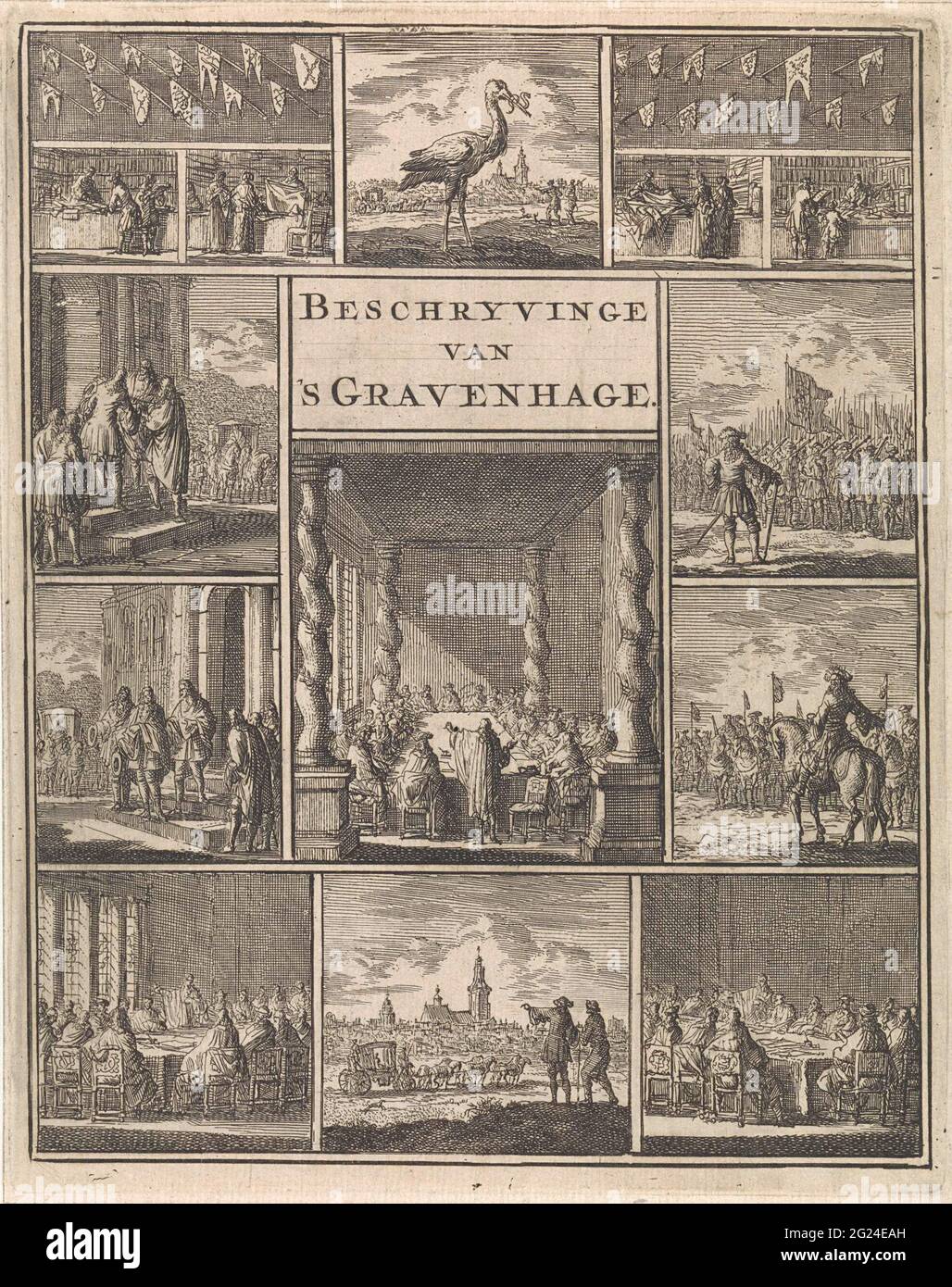 Pagina del titolo di Gysschert de Cretser 'Beschryvinge van' s Gravenhage ', 1711.. Foto Stock