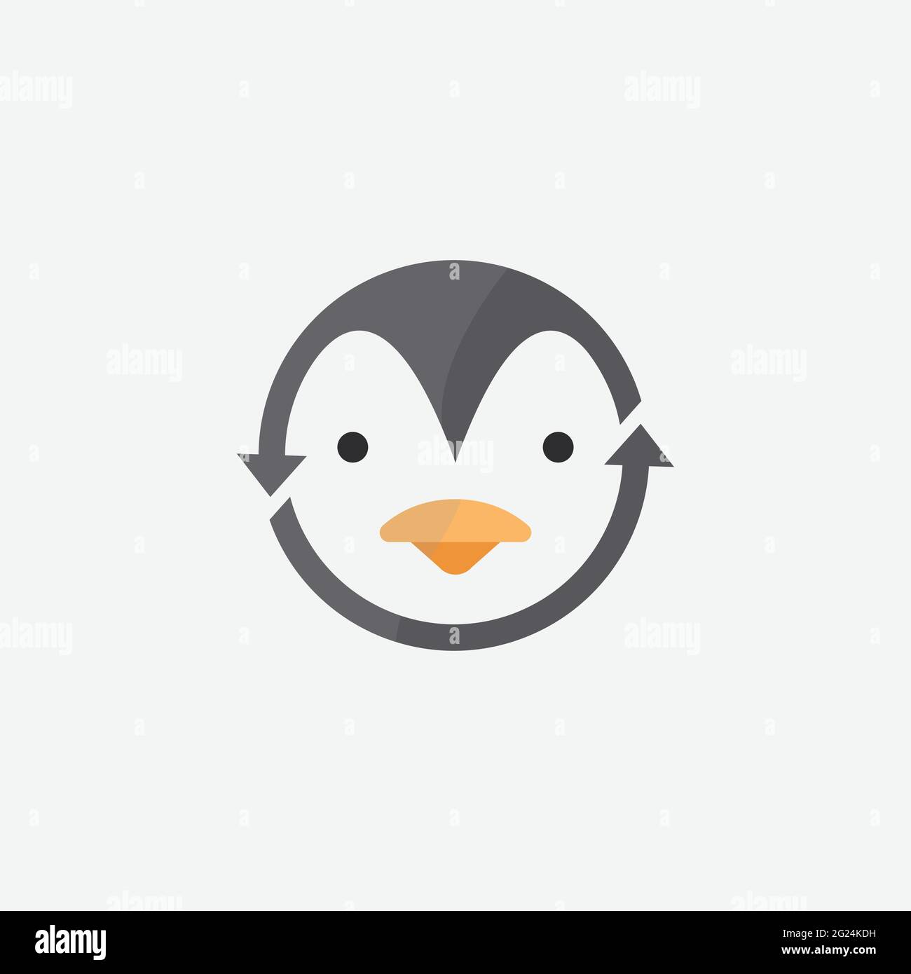 Immagine vettoriale modello logo Penguin. Disegno del logo di Penguin, illustrazione del disegno vettoriale del simbolo dell'icona dell'animale Illustrazione Vettoriale