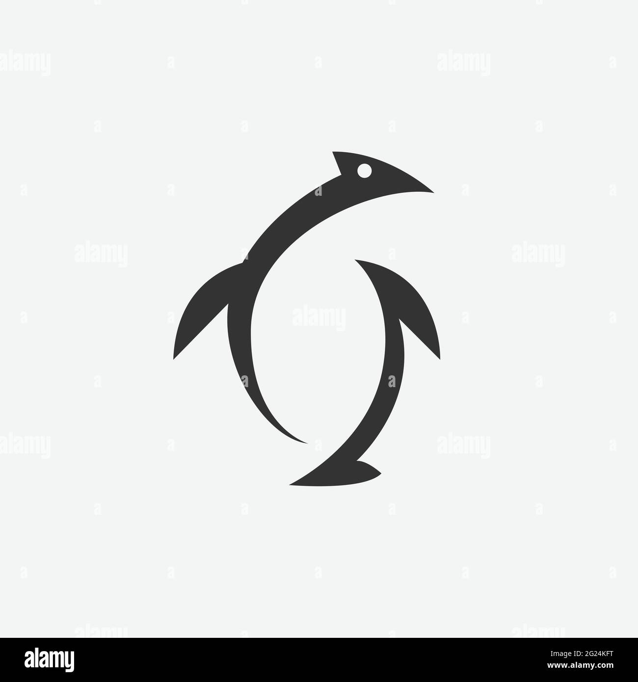 Immagine vettoriale modello logo Penguin. Disegno del logo di Penguin, illustrazione del disegno vettoriale del simbolo dell'icona dell'animale Illustrazione Vettoriale