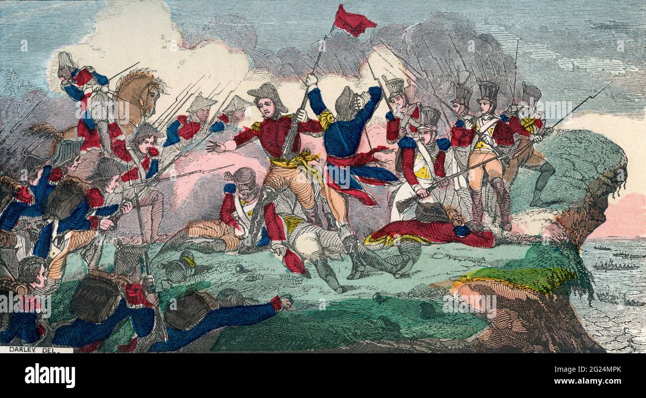 La battaglia di Queenstown Heights, 13 ottobre 1812. Da una storia illuminata del Nord America, dal primo periodo al presente, pubblicato 1860. Foto Stock