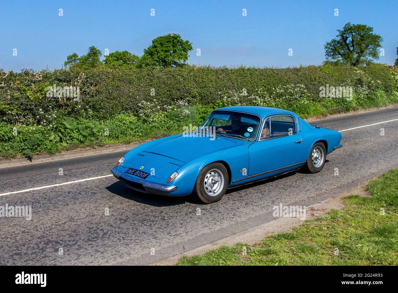 1968 60s Blue Lotus Elan +2, 1558cc blu fastback, in viaggio per Capesthorne Hall mostra di auto classiche, Cheshire, Regno Unito Foto Stock