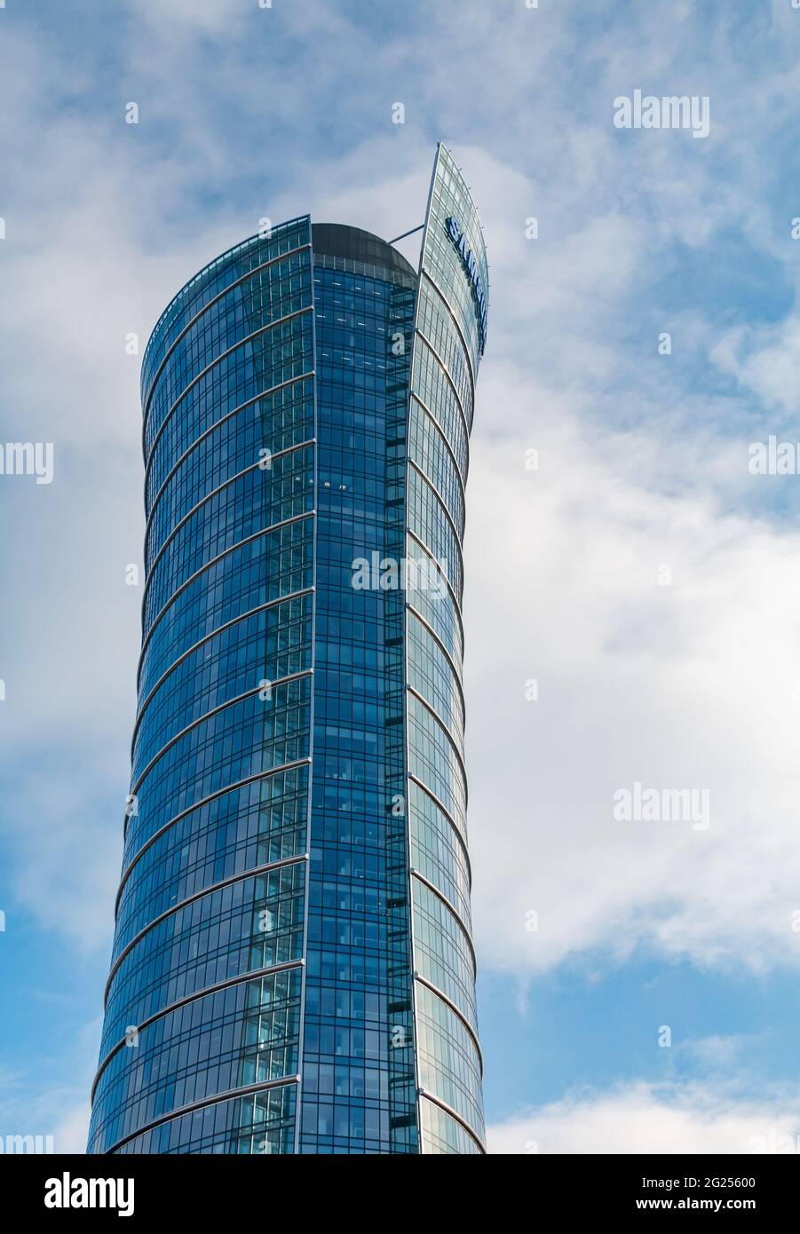 Una foto dell'edificio dell'ufficio Samsung a Varsavia. Foto Stock